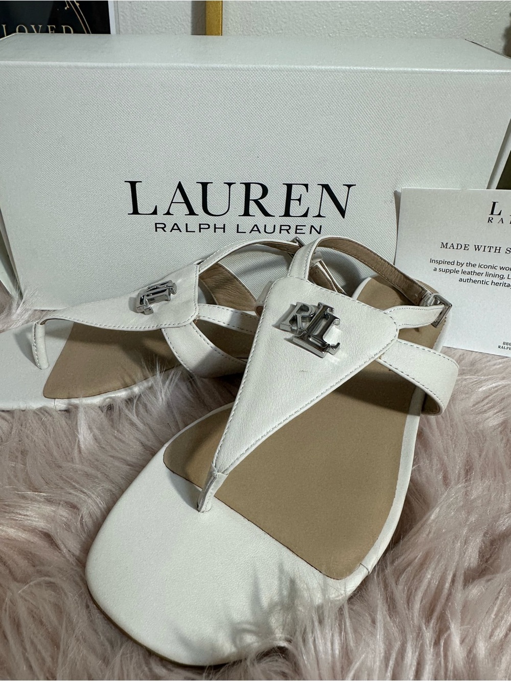 Ralph Lauren White Logo Thong Sandals